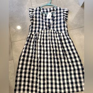 NWT! Darling, navy and blue gingham dress. Size L